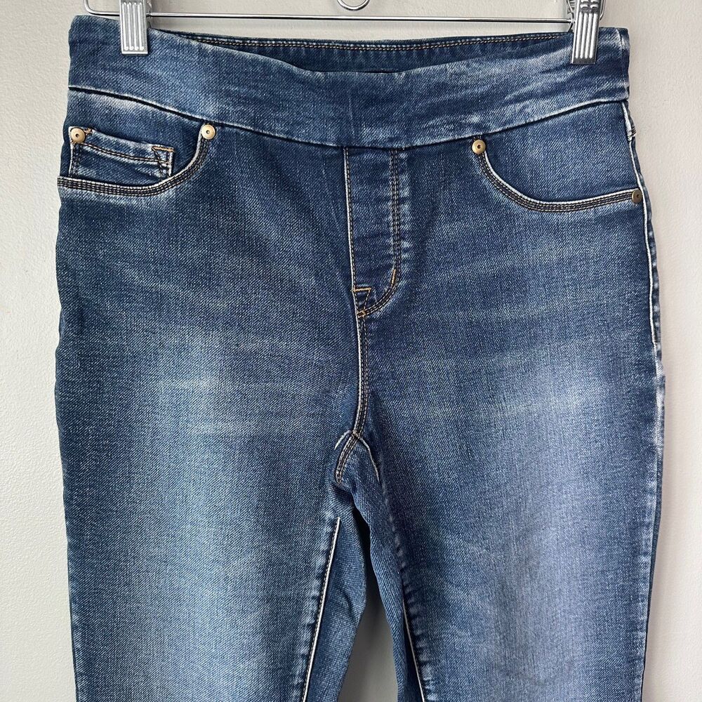 Tribal Jeans Pull On Jeans Skinny Womens Size 4 Dark Wash - Picture 2 of 6